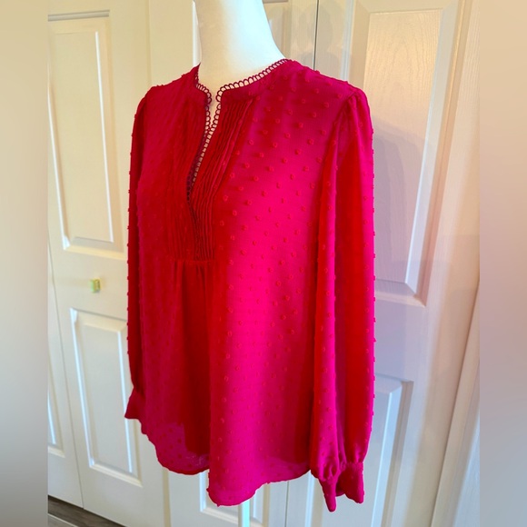 CeCe Long Sleeve V Neck Blouse Medium - Picture 3 of 4